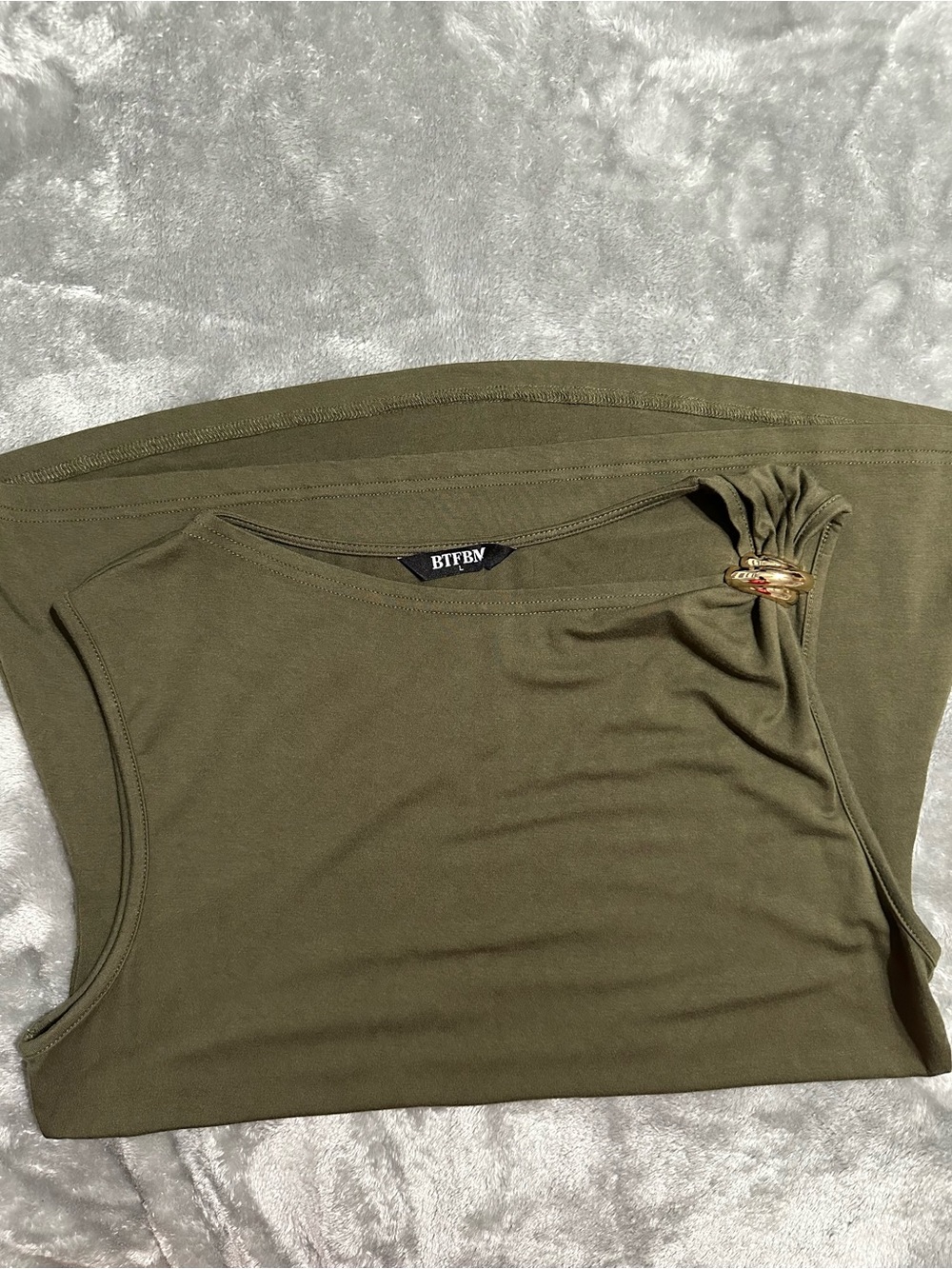 BTFBM Olive Green Sleeveless Tank with Decorative Ring